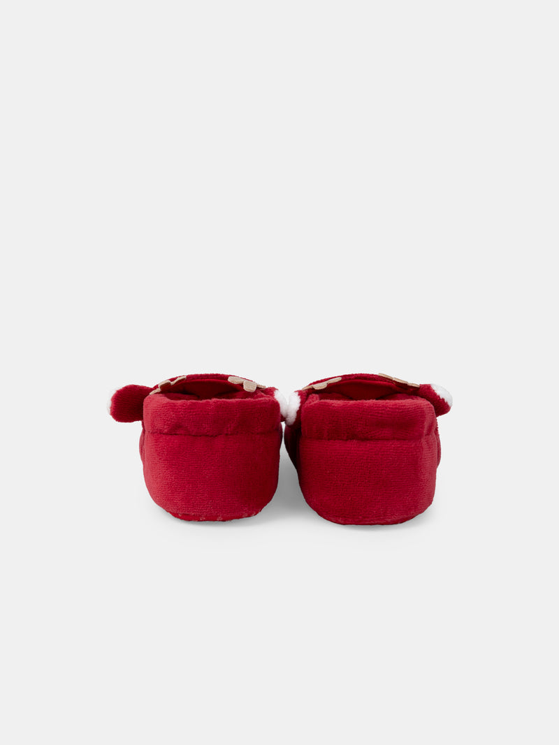 Chaussons rouge visage renne Bébé Fille