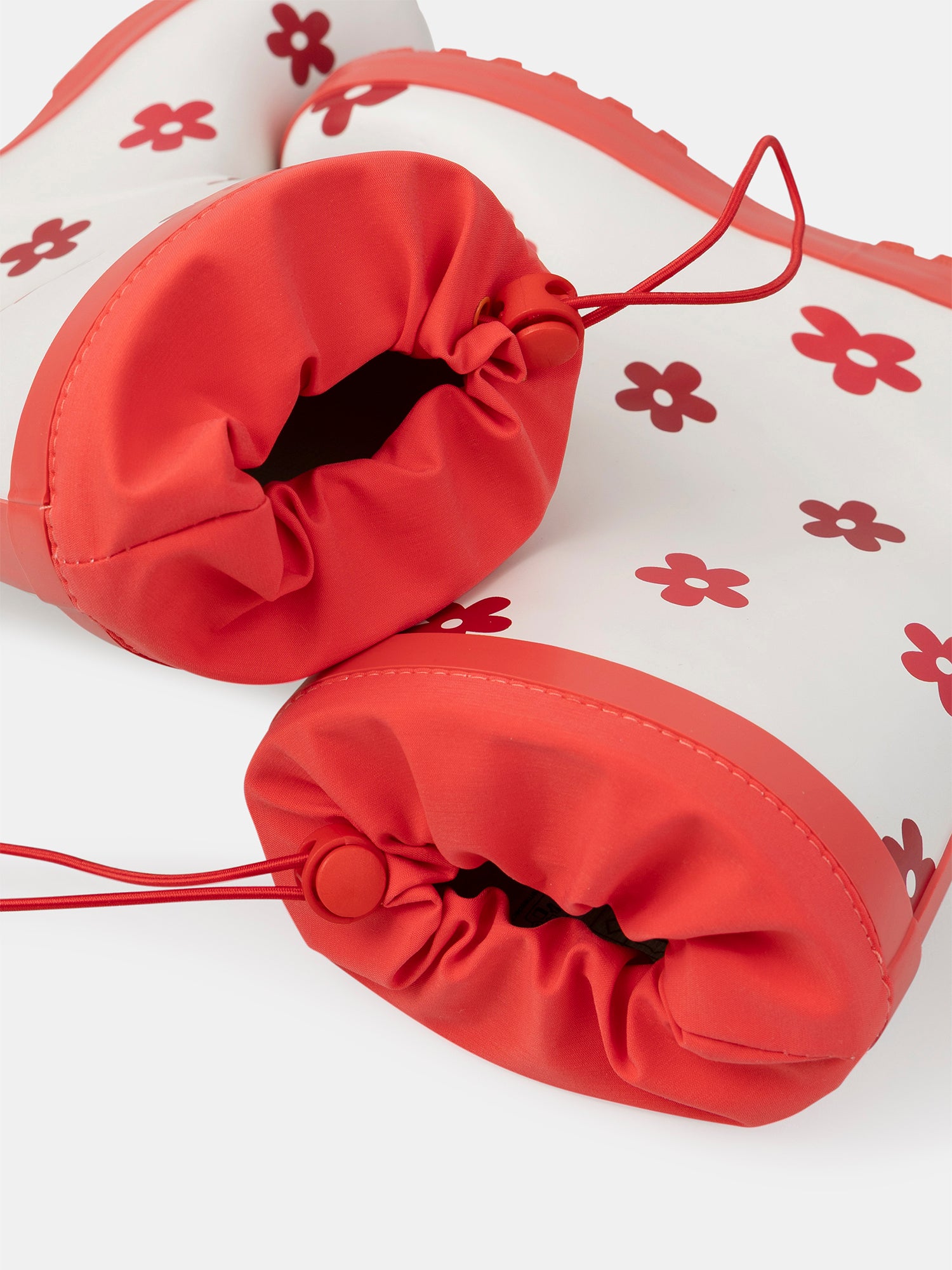 Botte de pluie blanc et rouge imprimé fleuri Fille