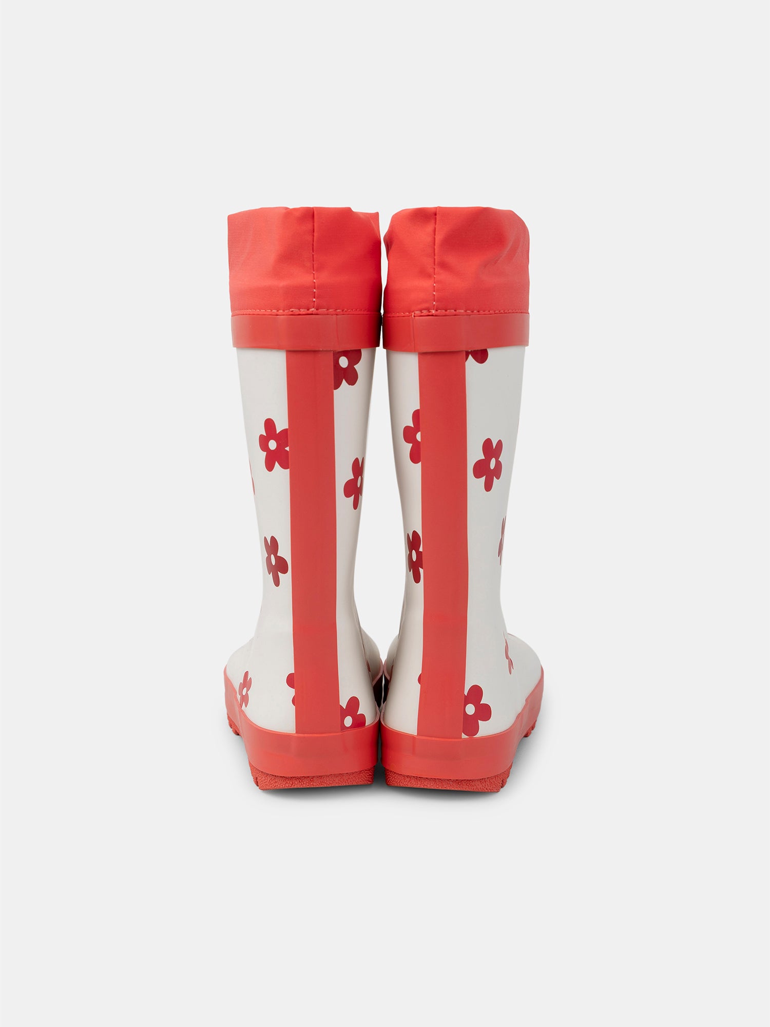 Botte de pluie blanc et rouge imprimé fleuri Fille