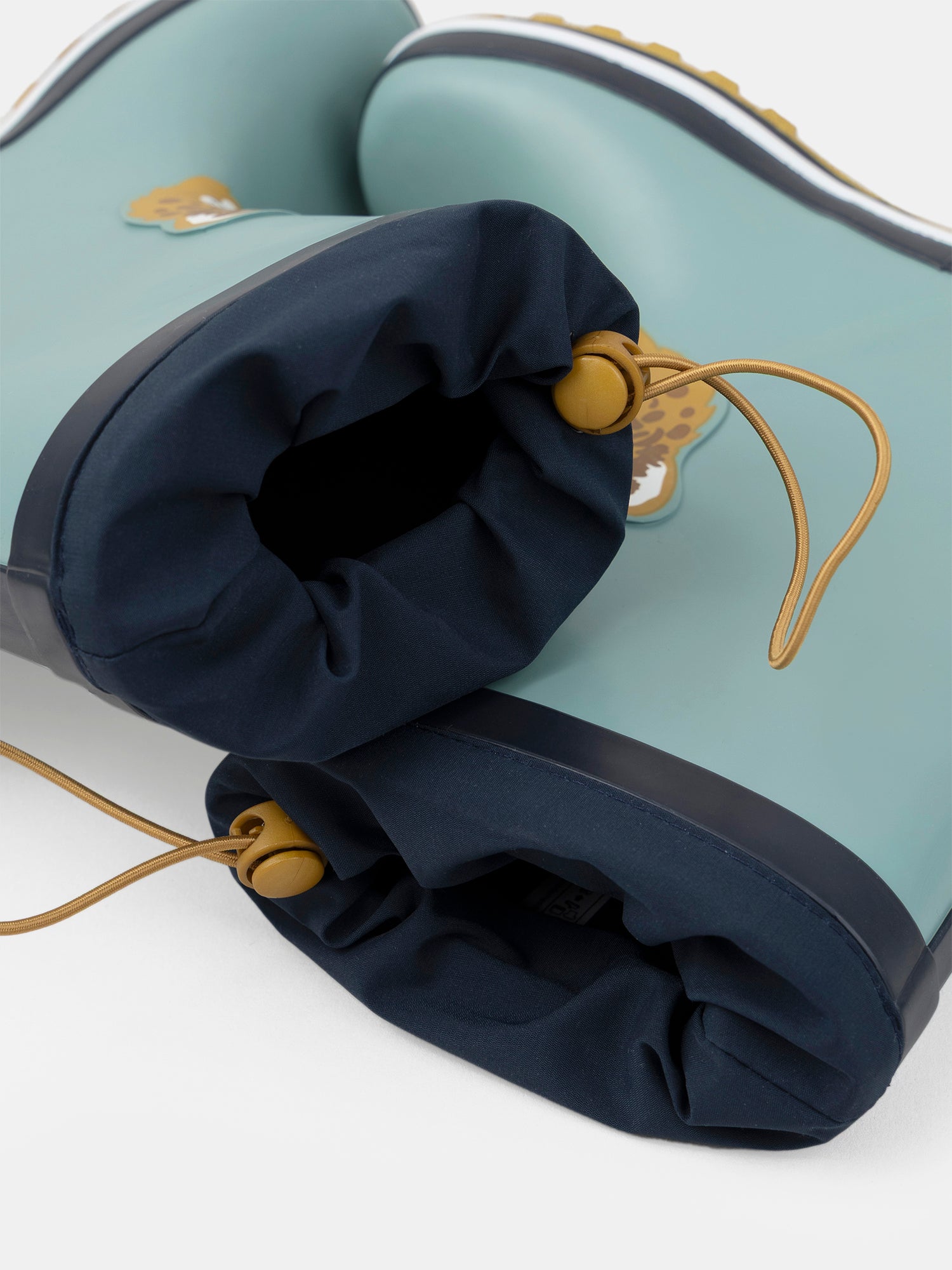 Botte de pluie bleu avec patch tête de léopard Garçon