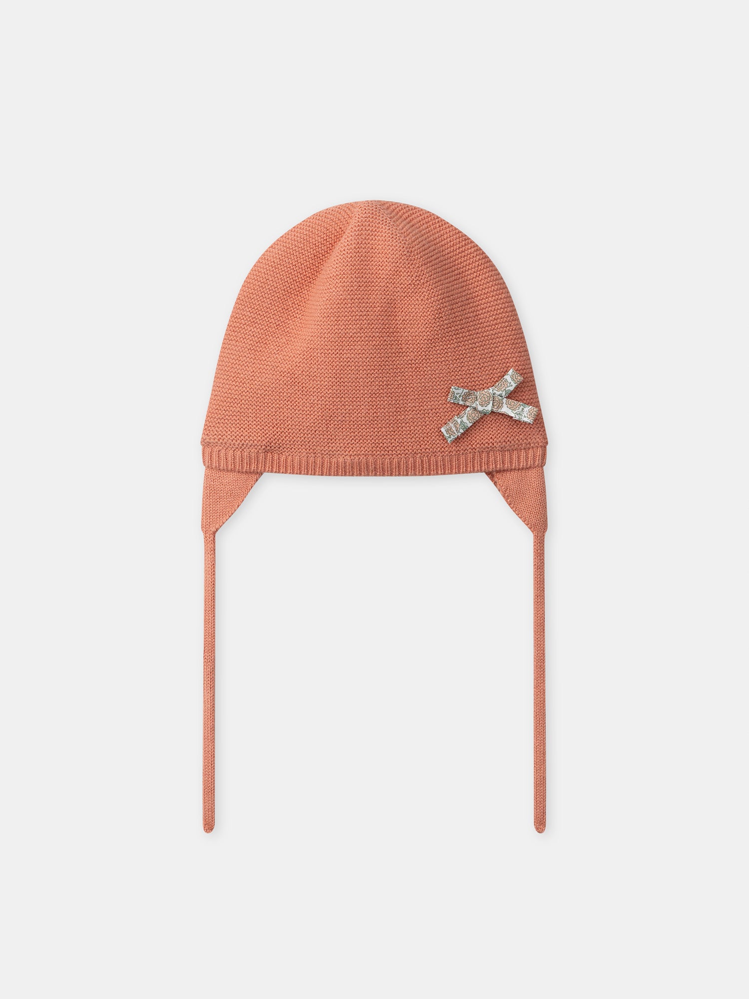 Cappello rosa a maglia con fiocco per neonata