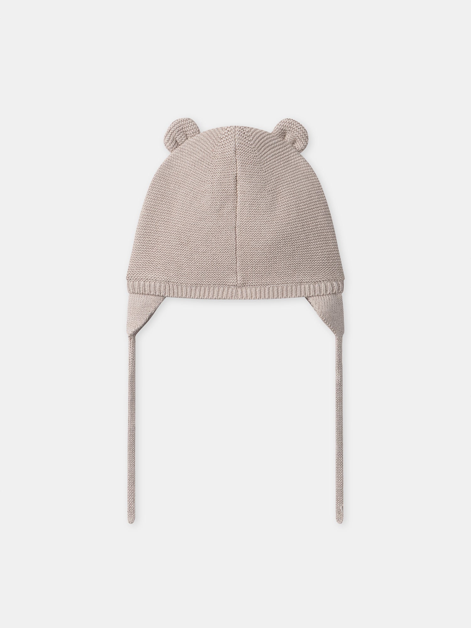 Cappello grigio in maglia con volto animale per neonato maschio