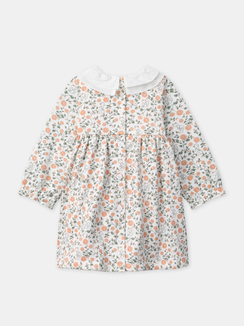 Set vestito con stampa floreale + cardigan + collant per bambina