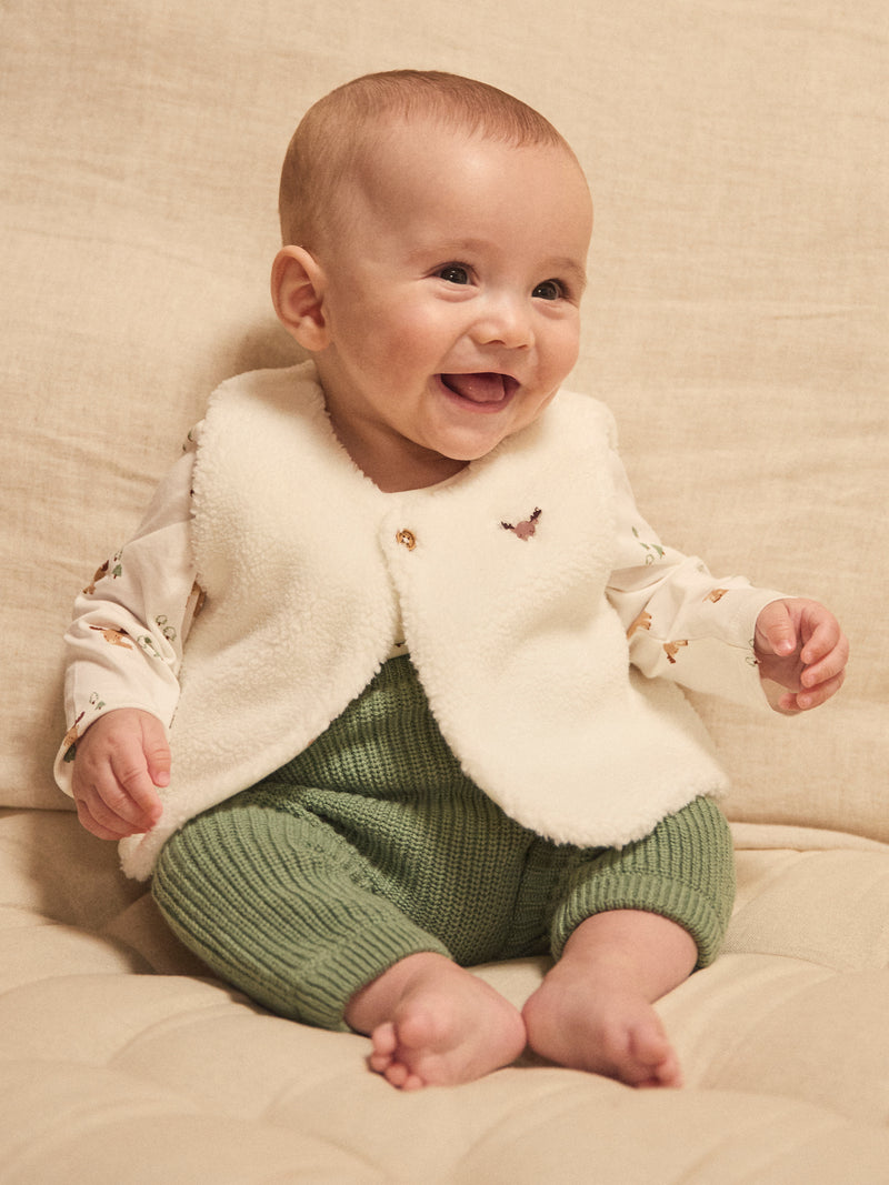 Set con t-shirt stampata + gilet + pantaloni per neonato maschio