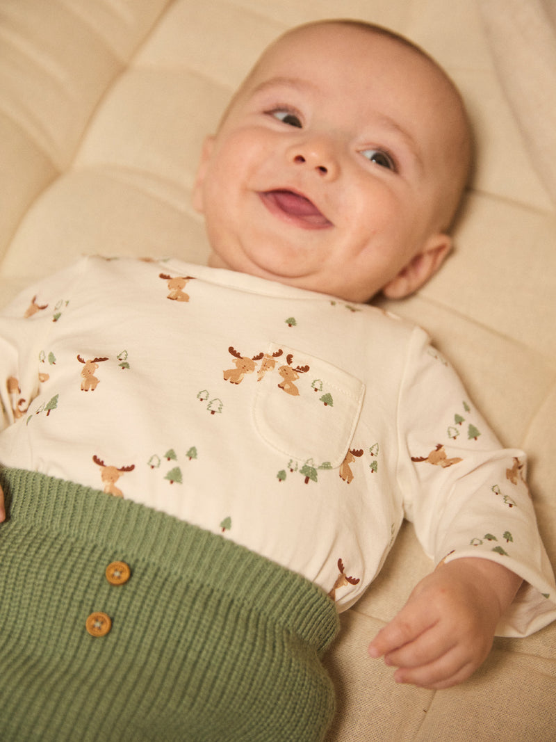 Set con t-shirt stampata + gilet + pantaloni per neonato maschio