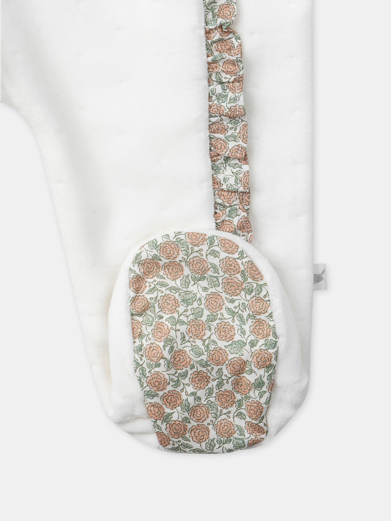 Sacco nanna in velour bianco e floreale per neonata