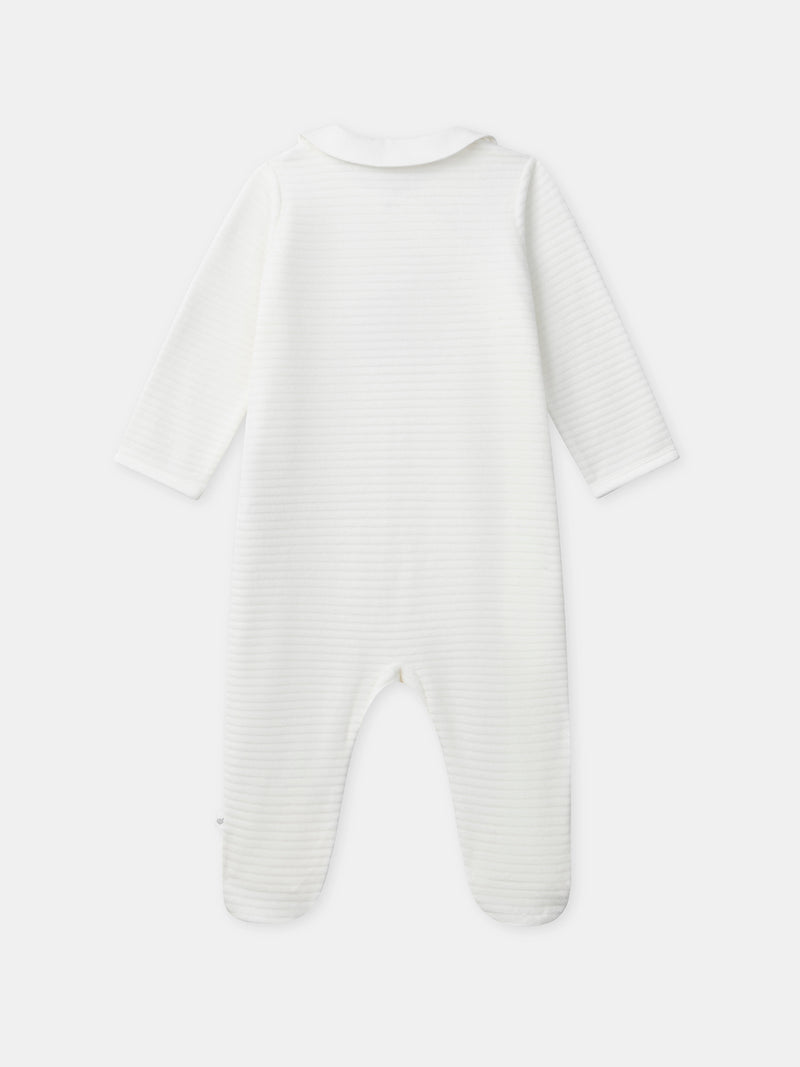Body Bianco in Velour con Collo Misto