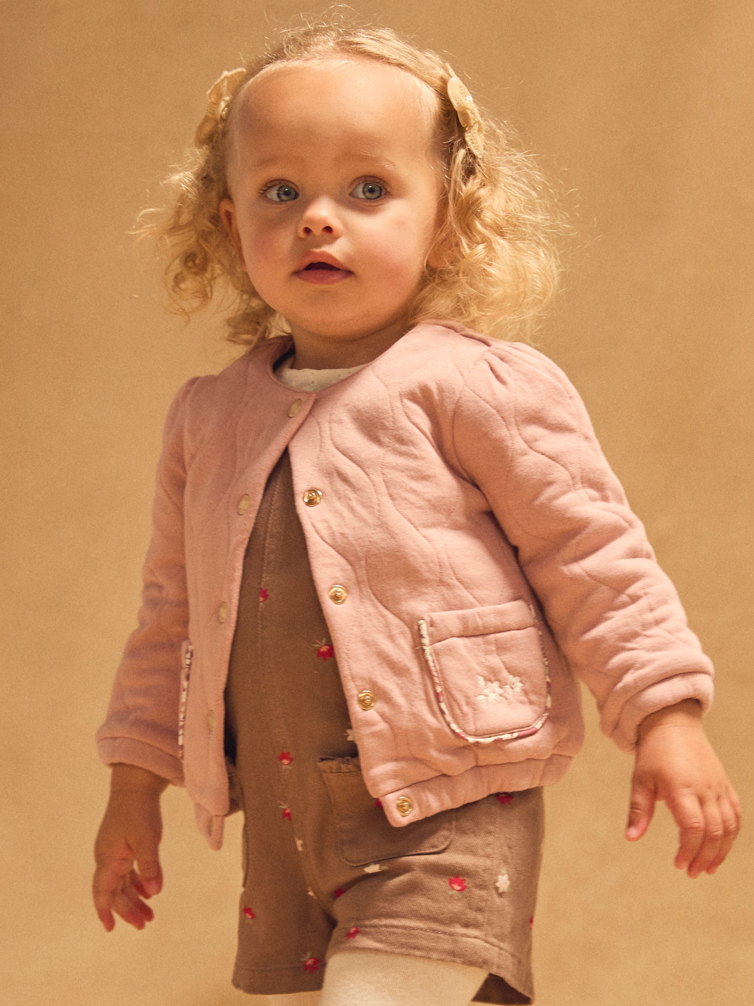 Cardigan Rosa Pallido Trapuntato per Bambina