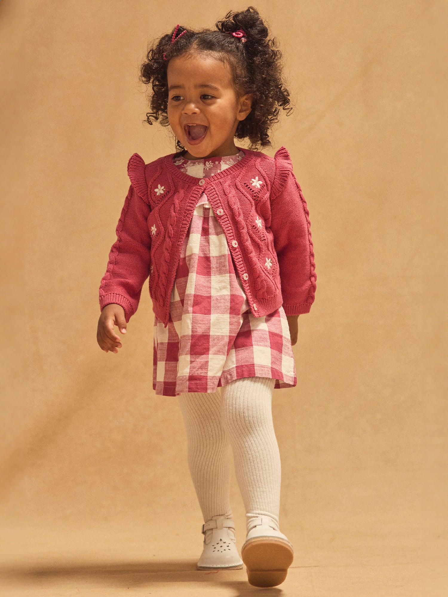 Cardigan Rosa con Broderie a Fiori Bambina