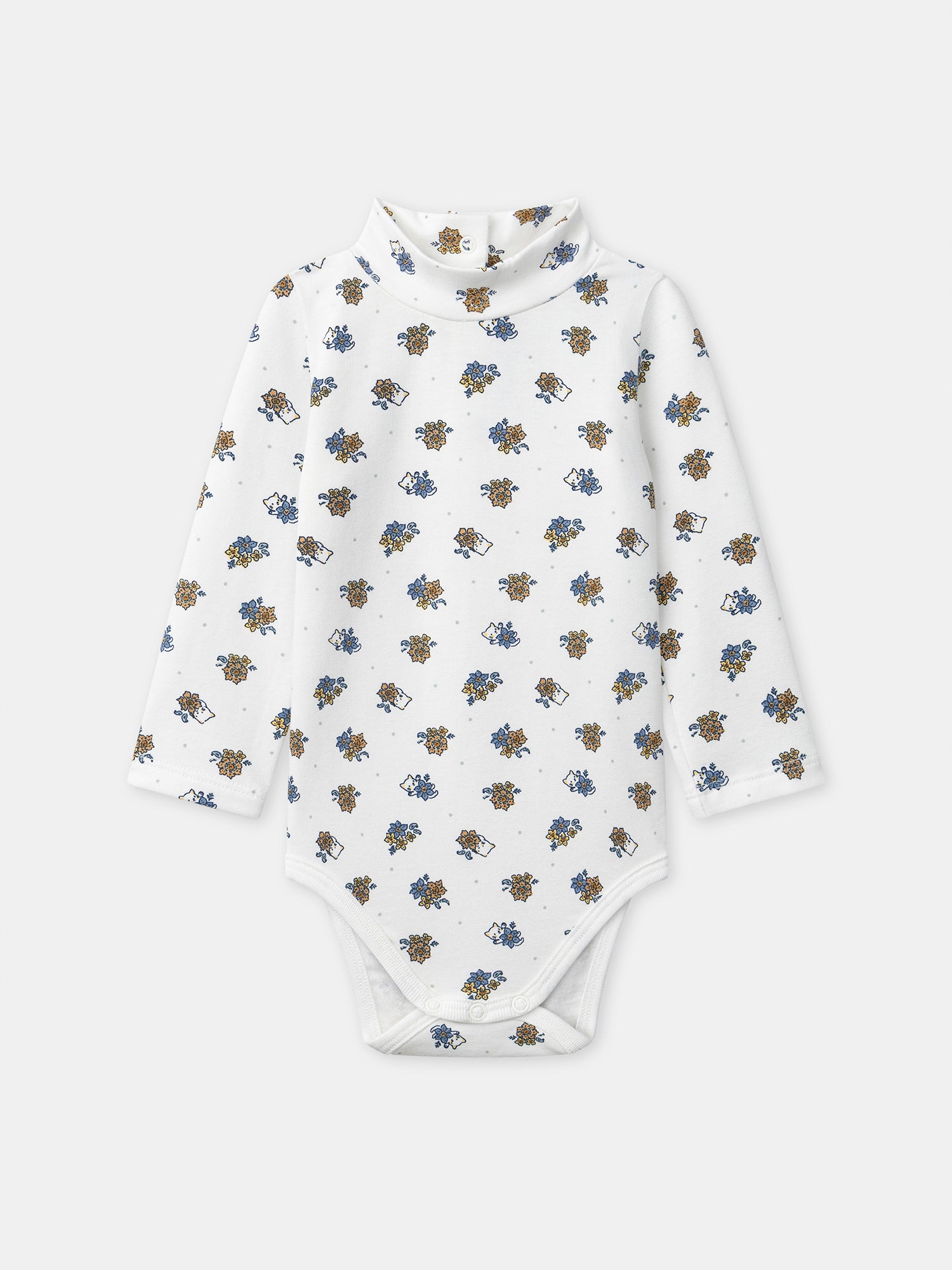 Body bianco con stampa floreale e colletto per bambina