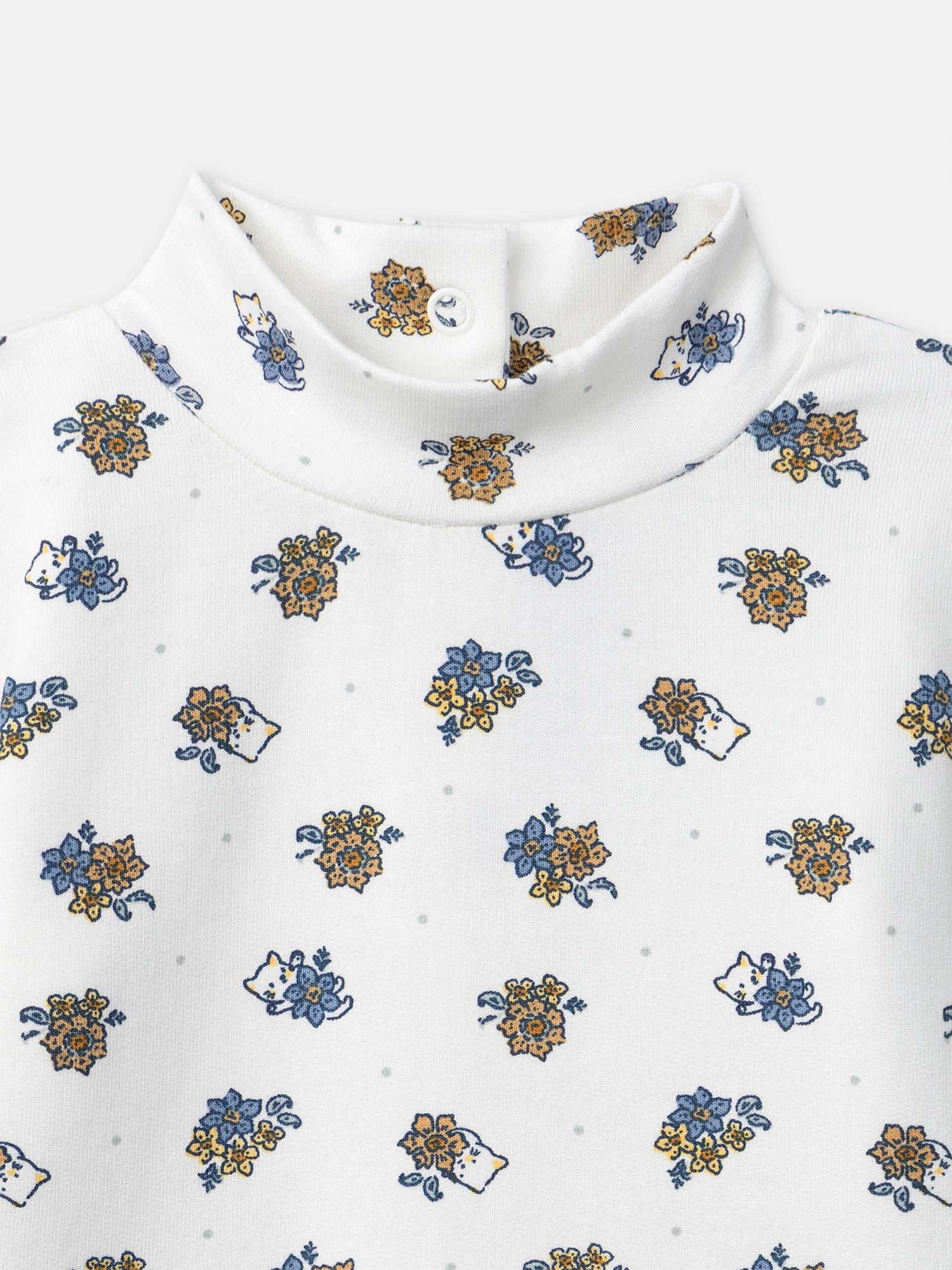Body bianco con stampa floreale e colletto per bambina