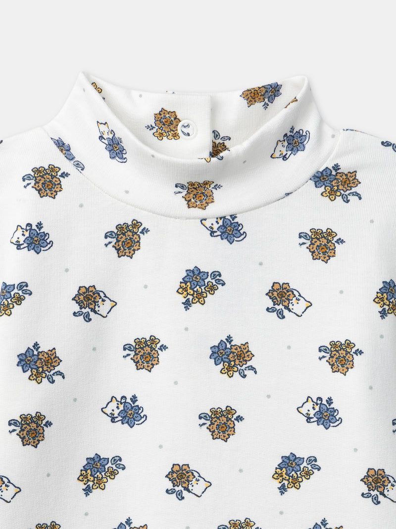 Body bianco con stampa floreale e colletto per bambina