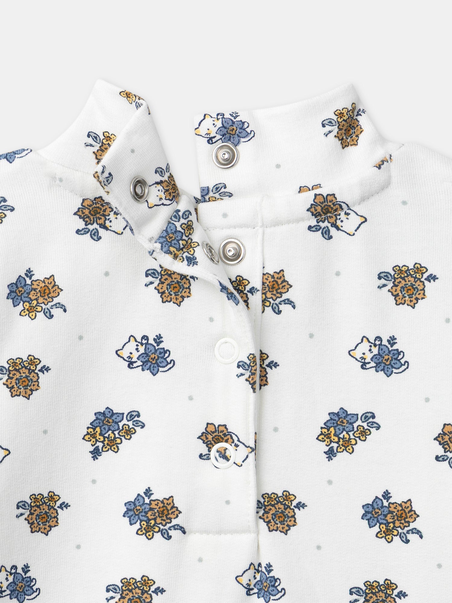 Body bianco con stampa floreale e colletto per bambina