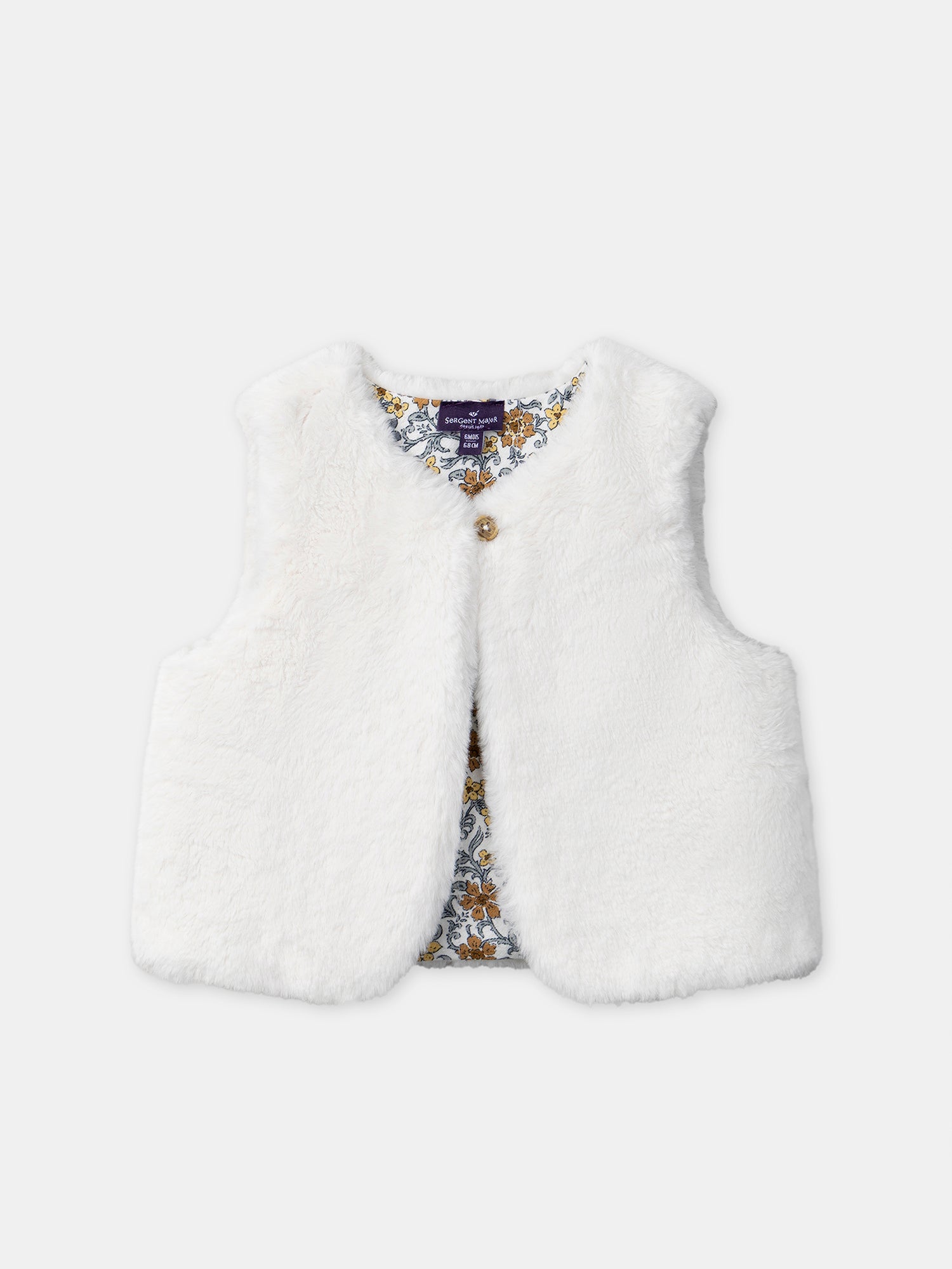Cardigan reversibile bianco in pile o con stampa floreale per bambina