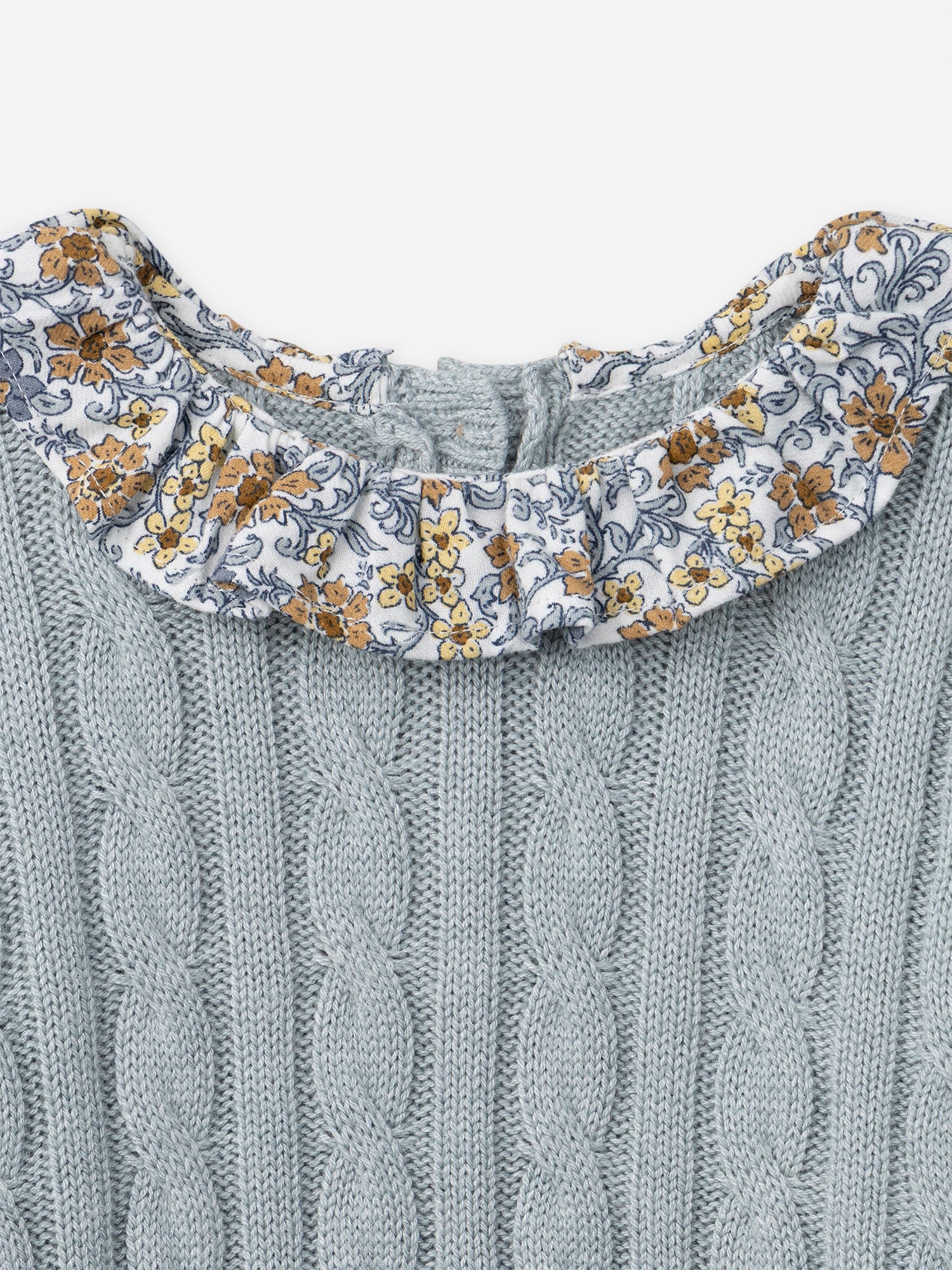 Set maglione blu sbiadito e leggings floreali per bambine