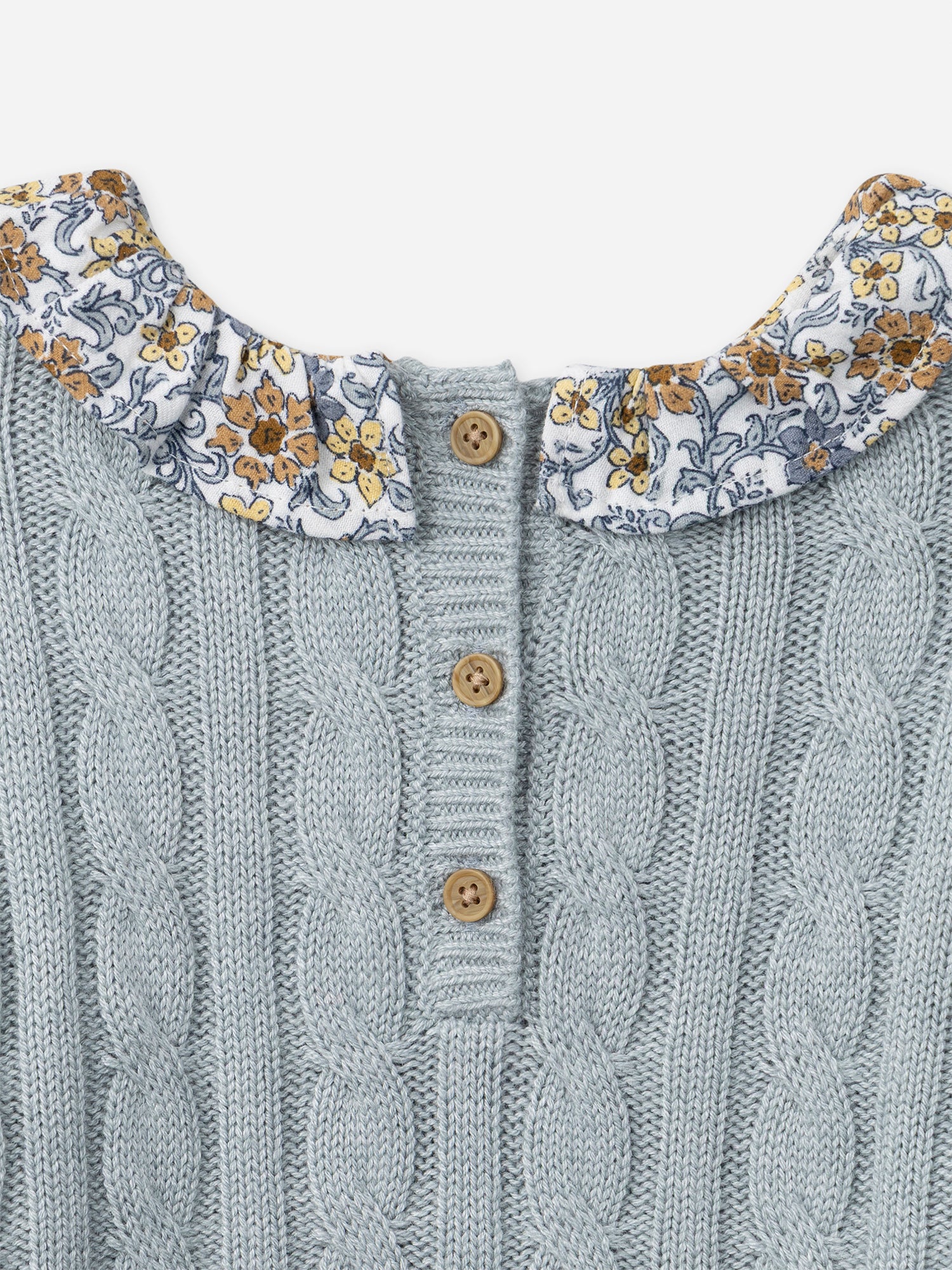 Set maglione blu sbiadito e leggings floreali per bambine