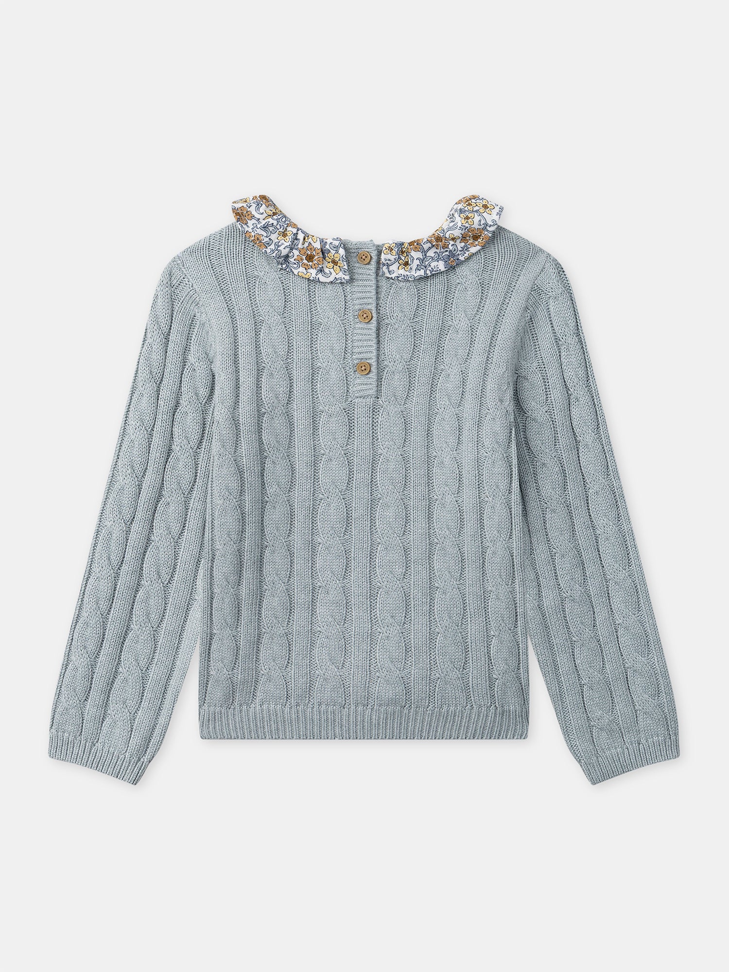 Set maglione blu sbiadito e leggings floreali per bambine