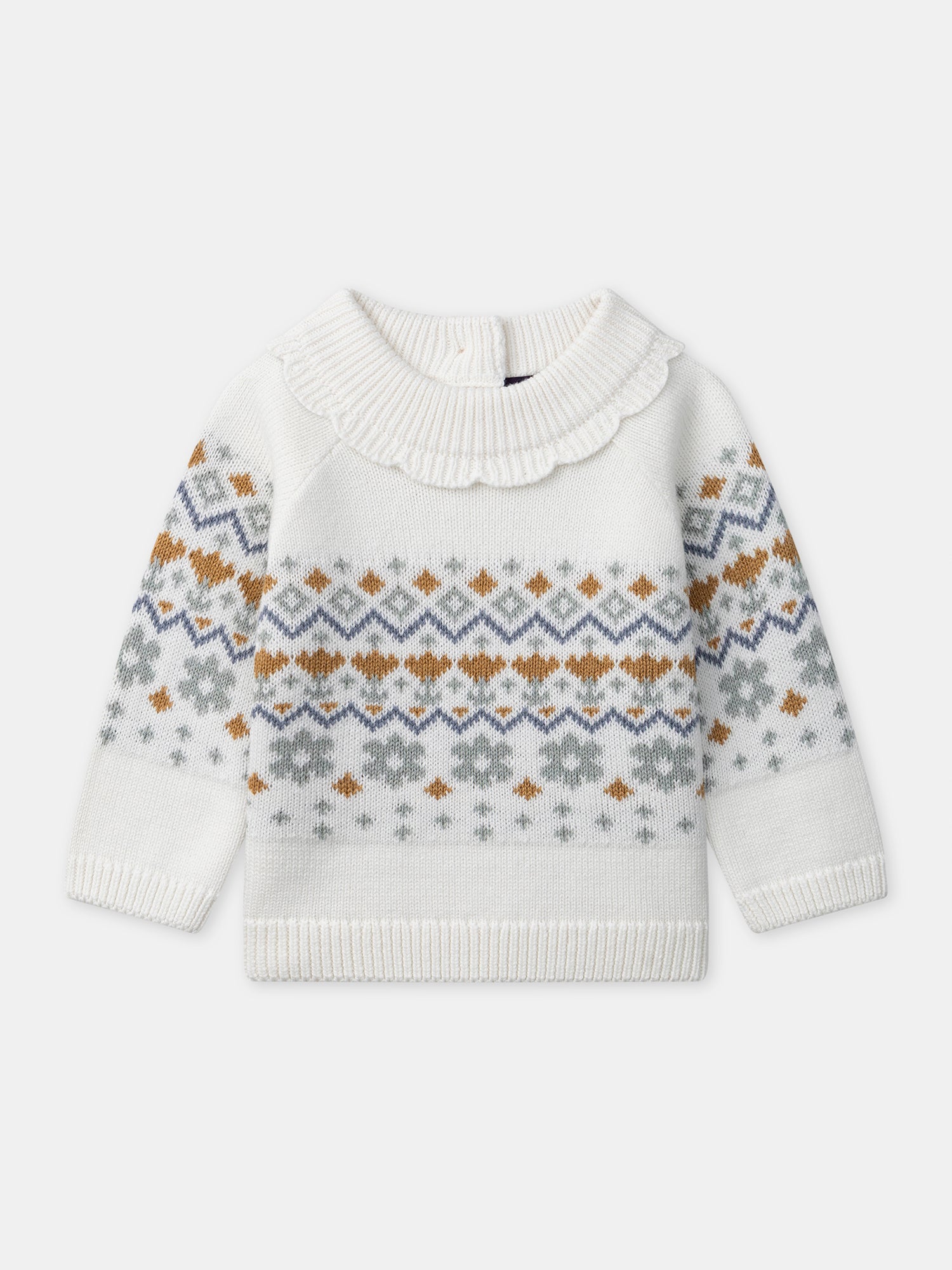 Maglione bianco con motivo floreale per bambina