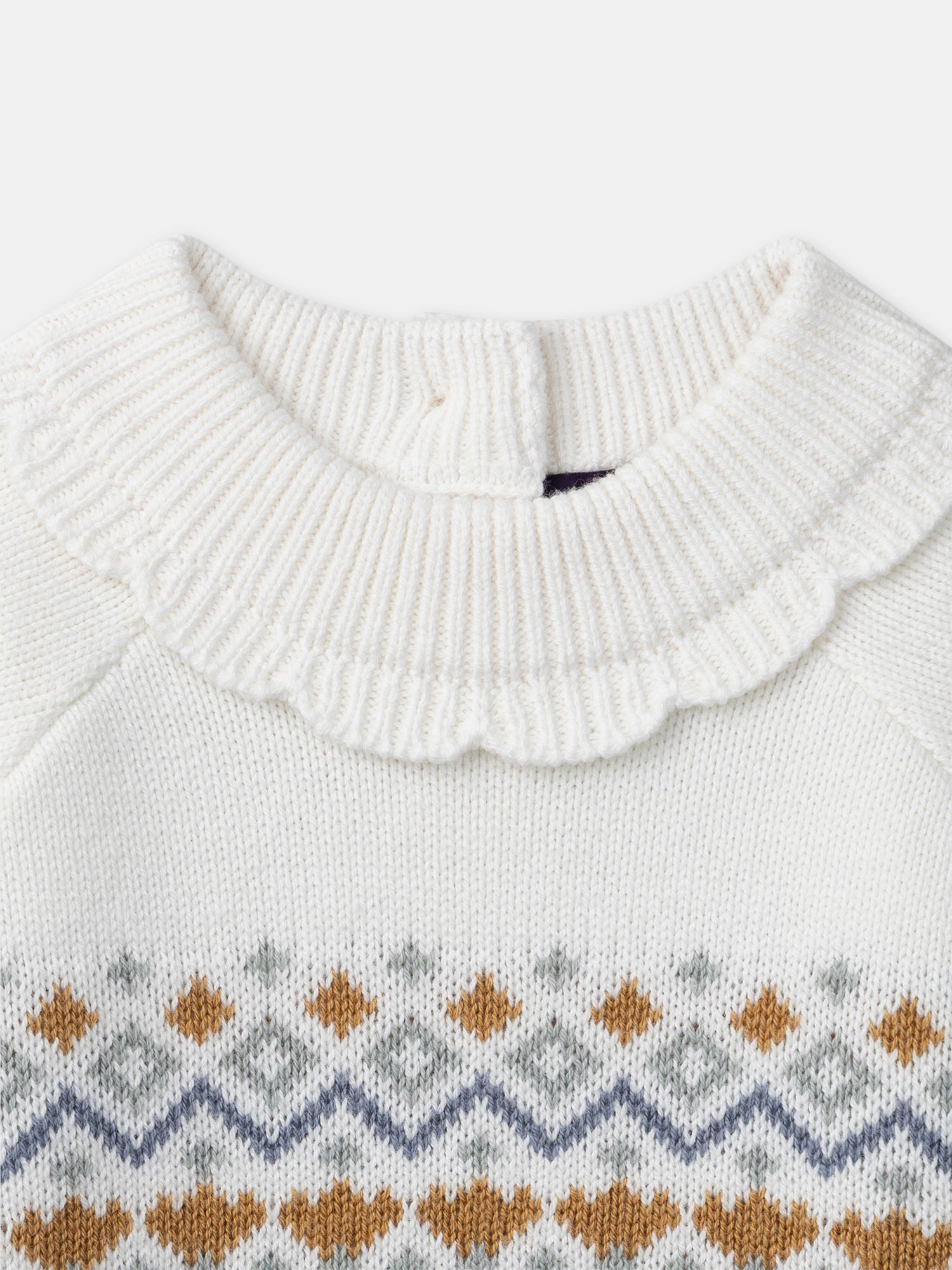 Maglione bianco con motivo floreale per bambina