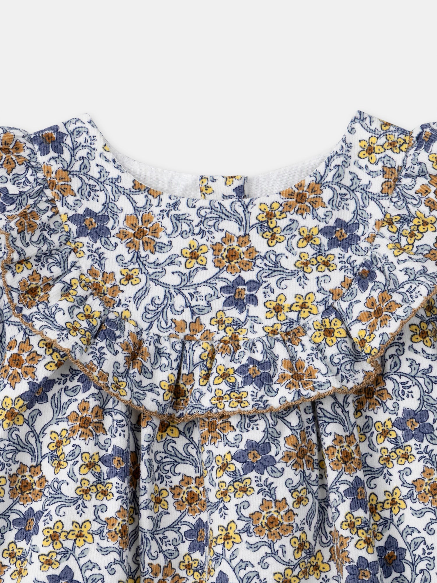 Vestito in velluto con stampa floreale per bambine