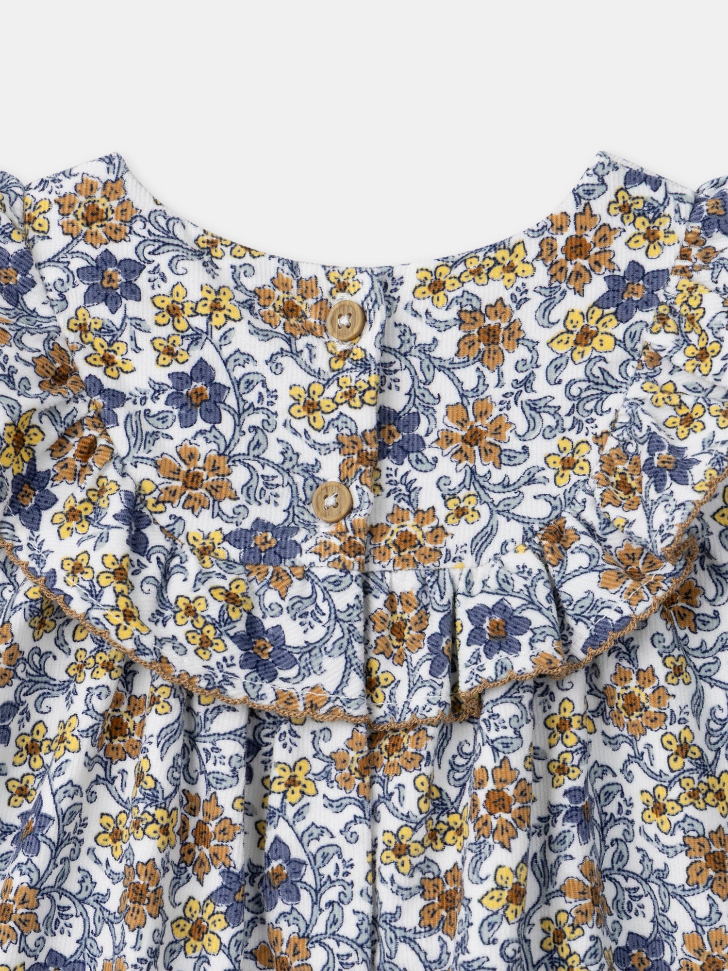 Vestito in velluto con stampa floreale per bambine