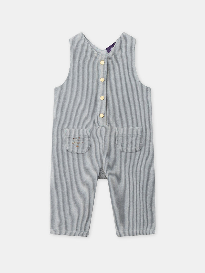 Salopette in velluto blu grigio per Bambina