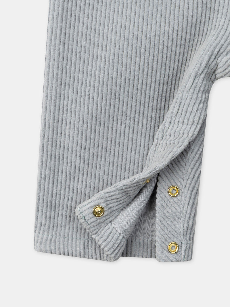 Salopette in velluto blu grigio per Bambina