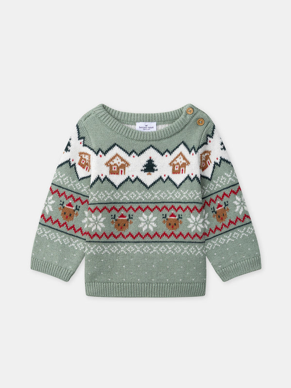 Maglione di Natale verde salvia Unisex per Bambini