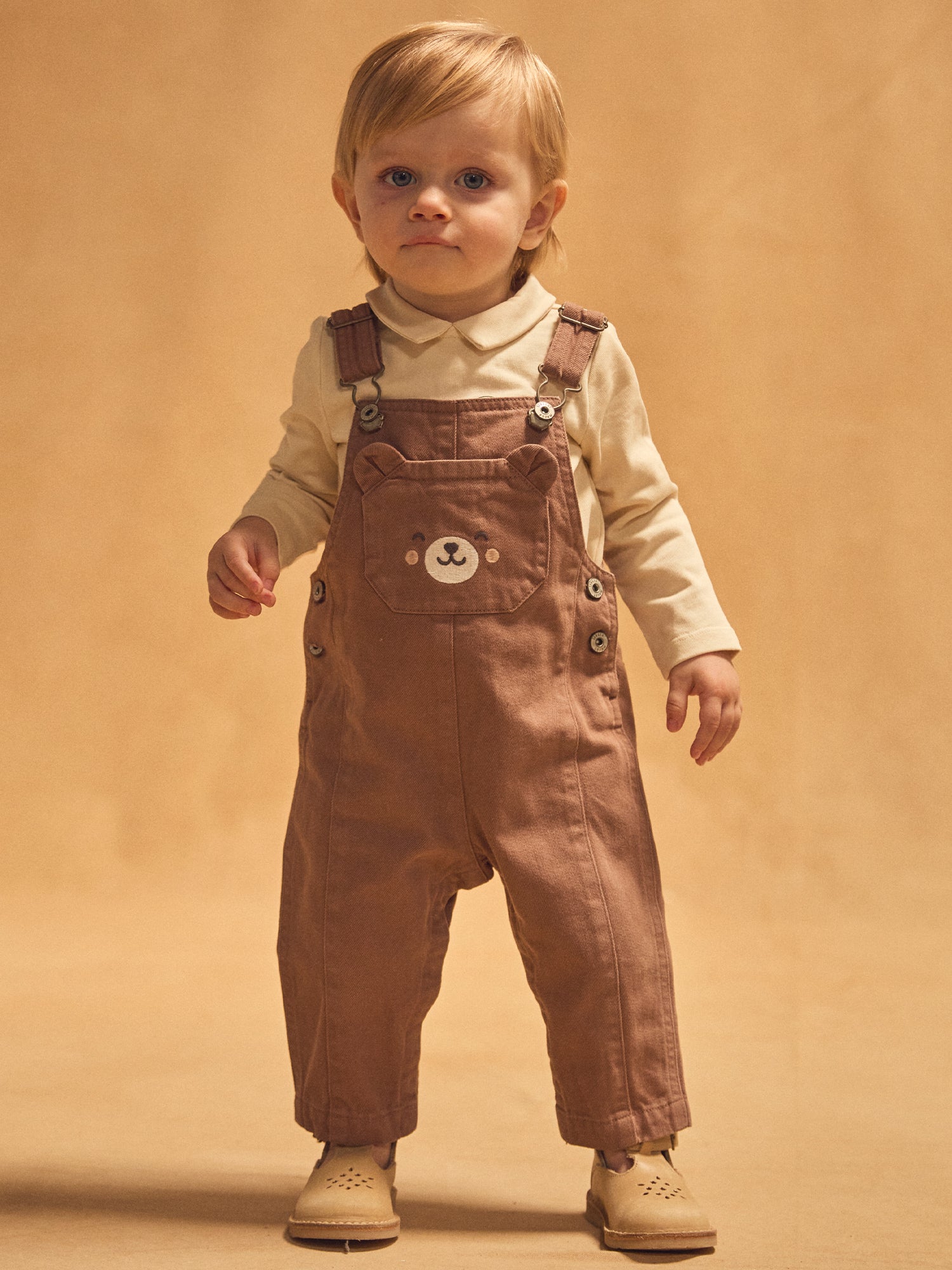 Salopette marron avec poche ours Bébé Garçon
