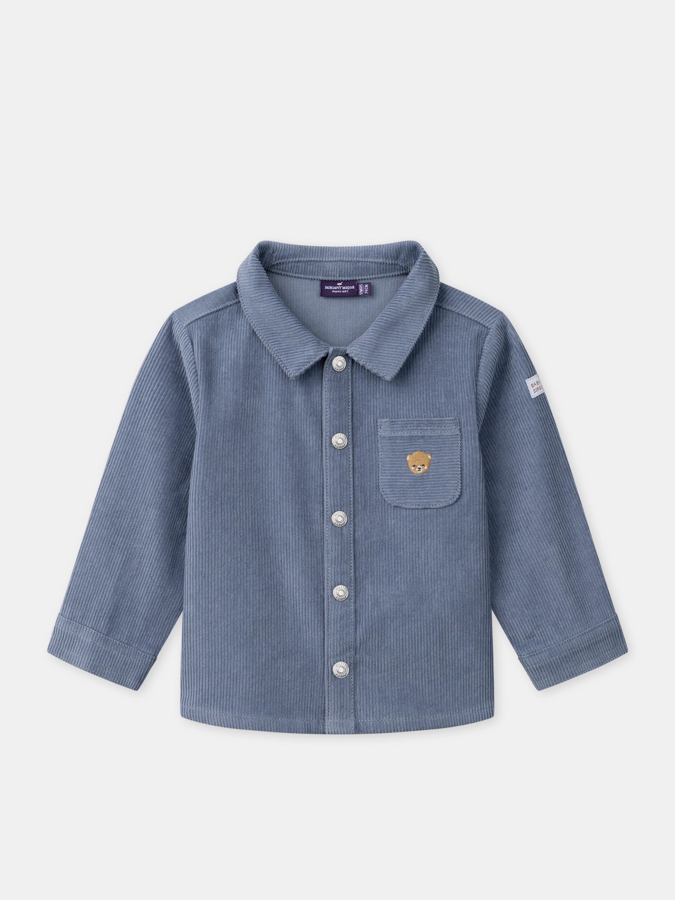 Camicia blu-grigia in velluto per bambino