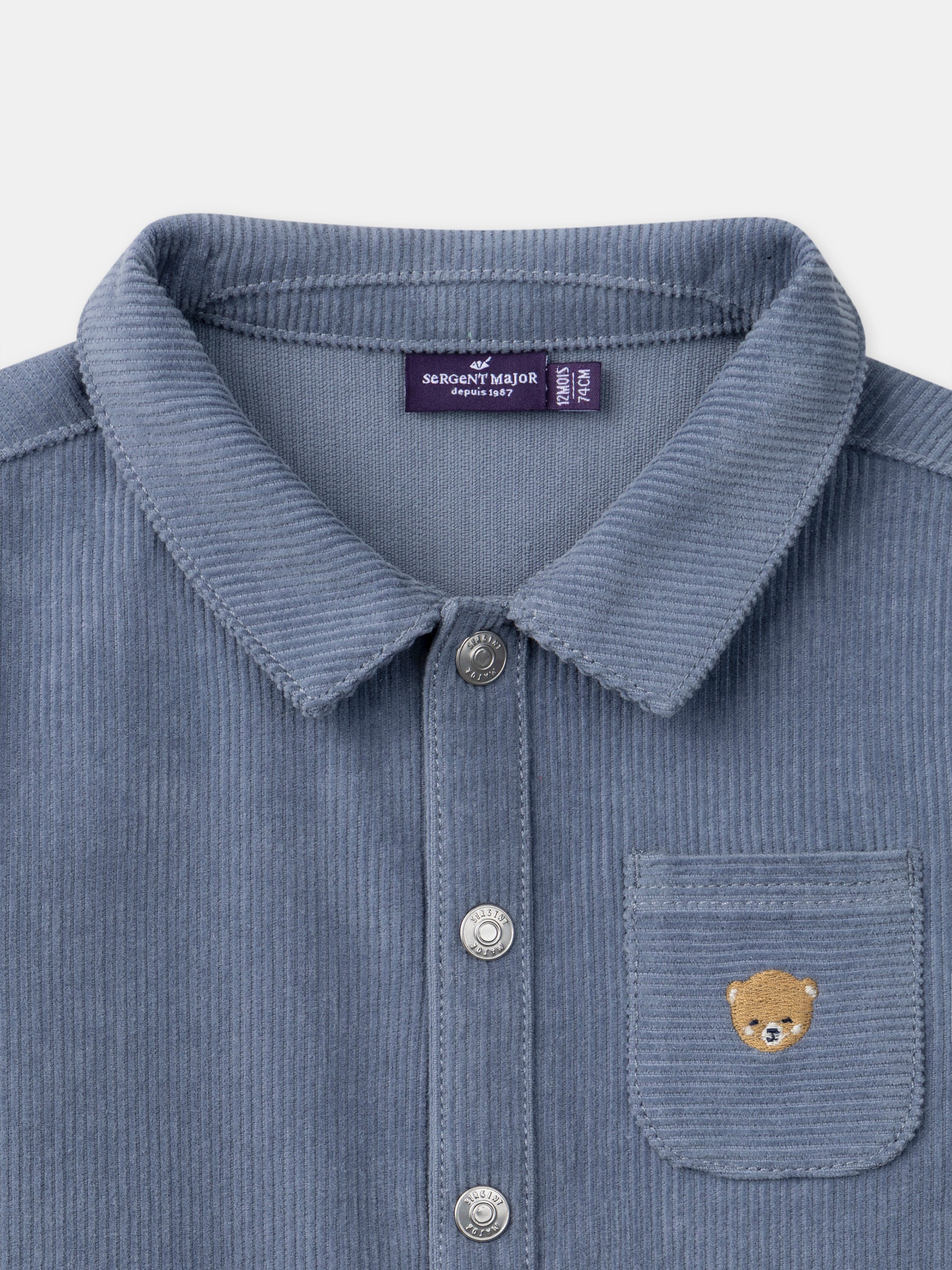 Camicia in velluto blu grigio per bambino