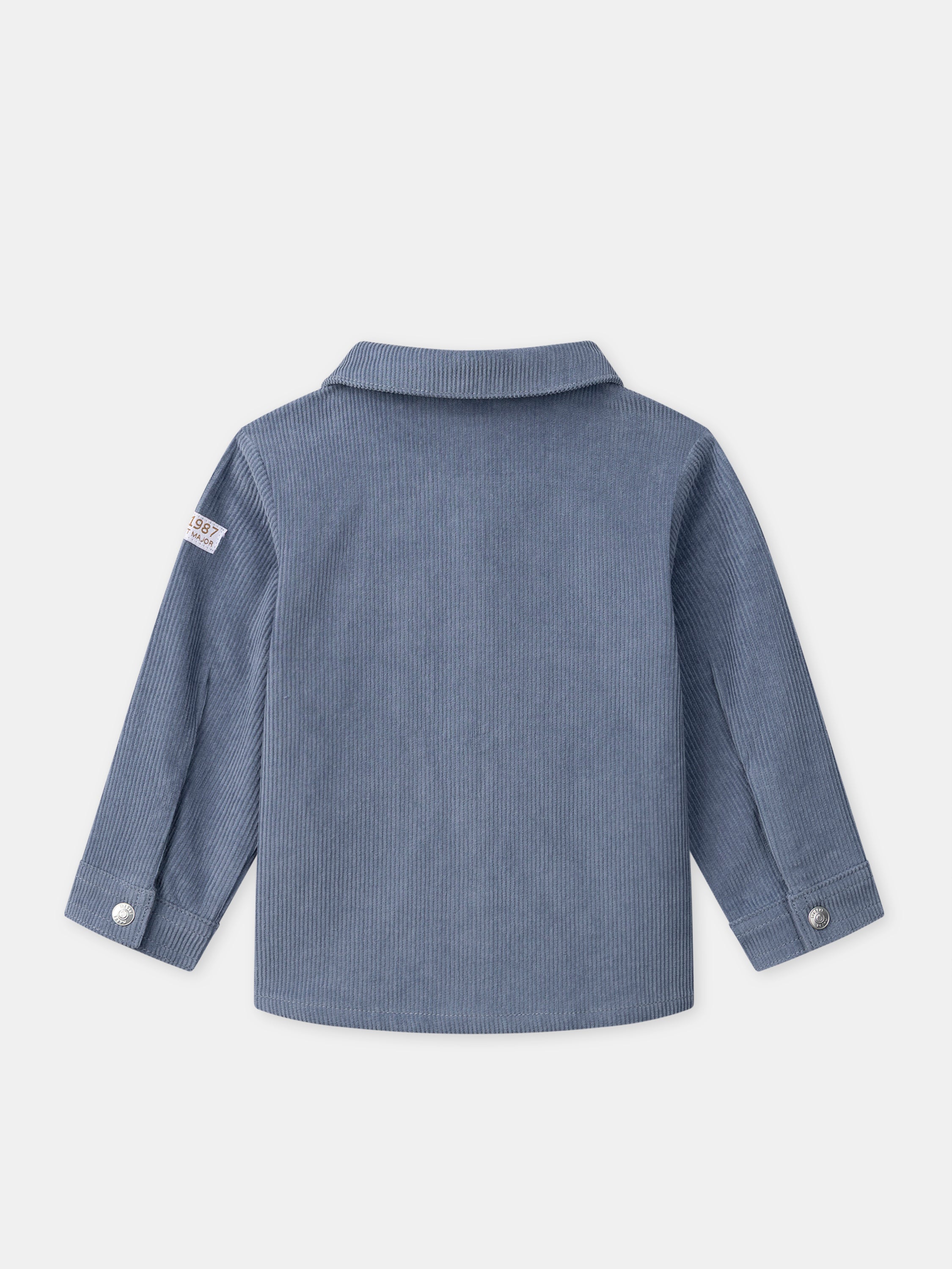 Camicia in velluto blu grigio per bambino
