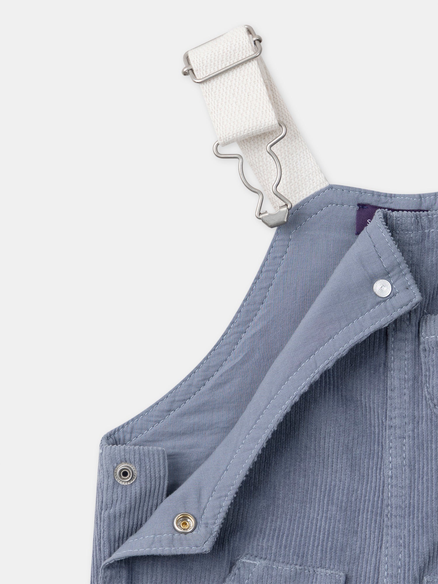 Salopette blu-grigia in velluto per bambino