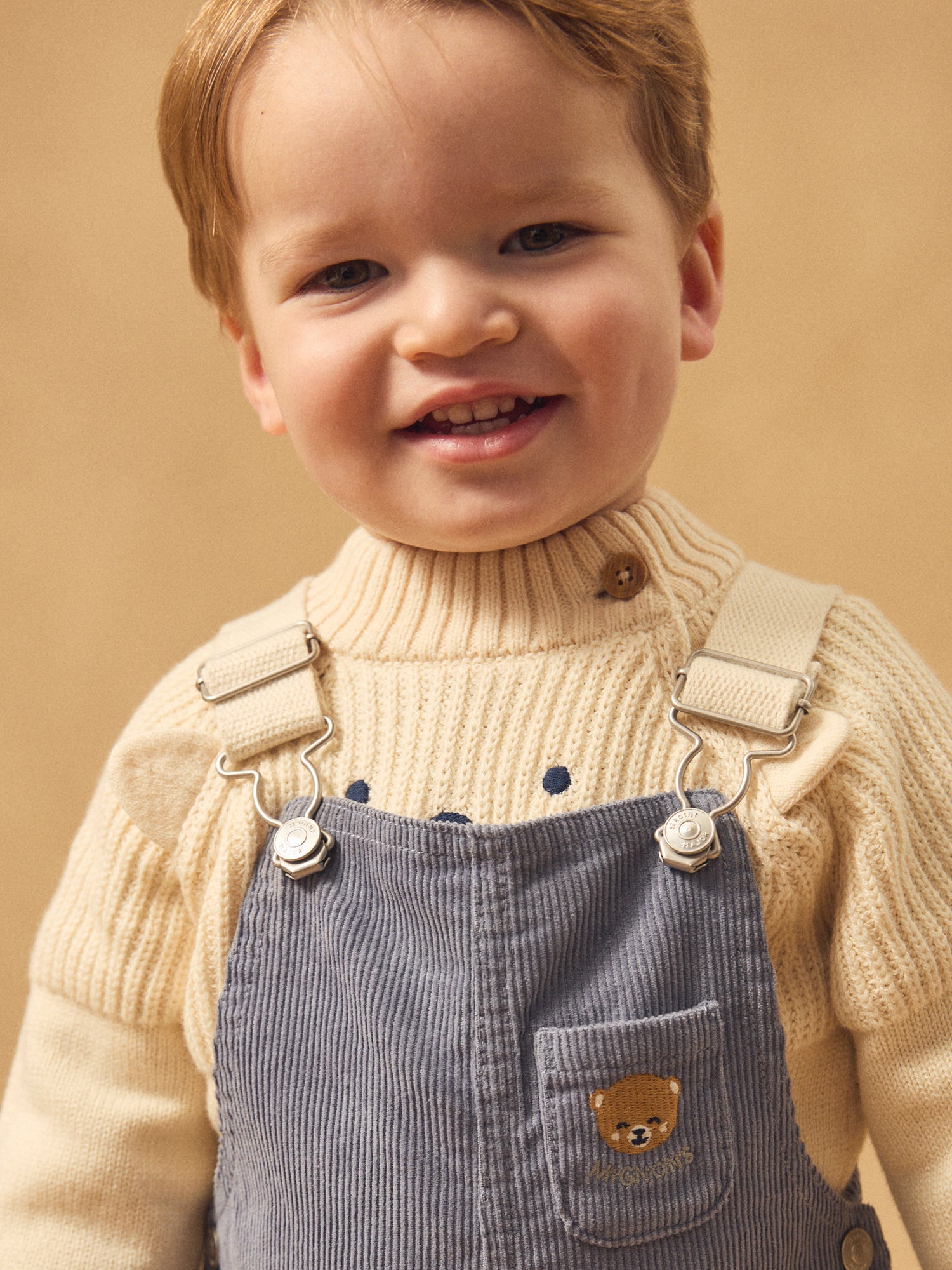 Salopette blu-grigia in velluto per bambino
