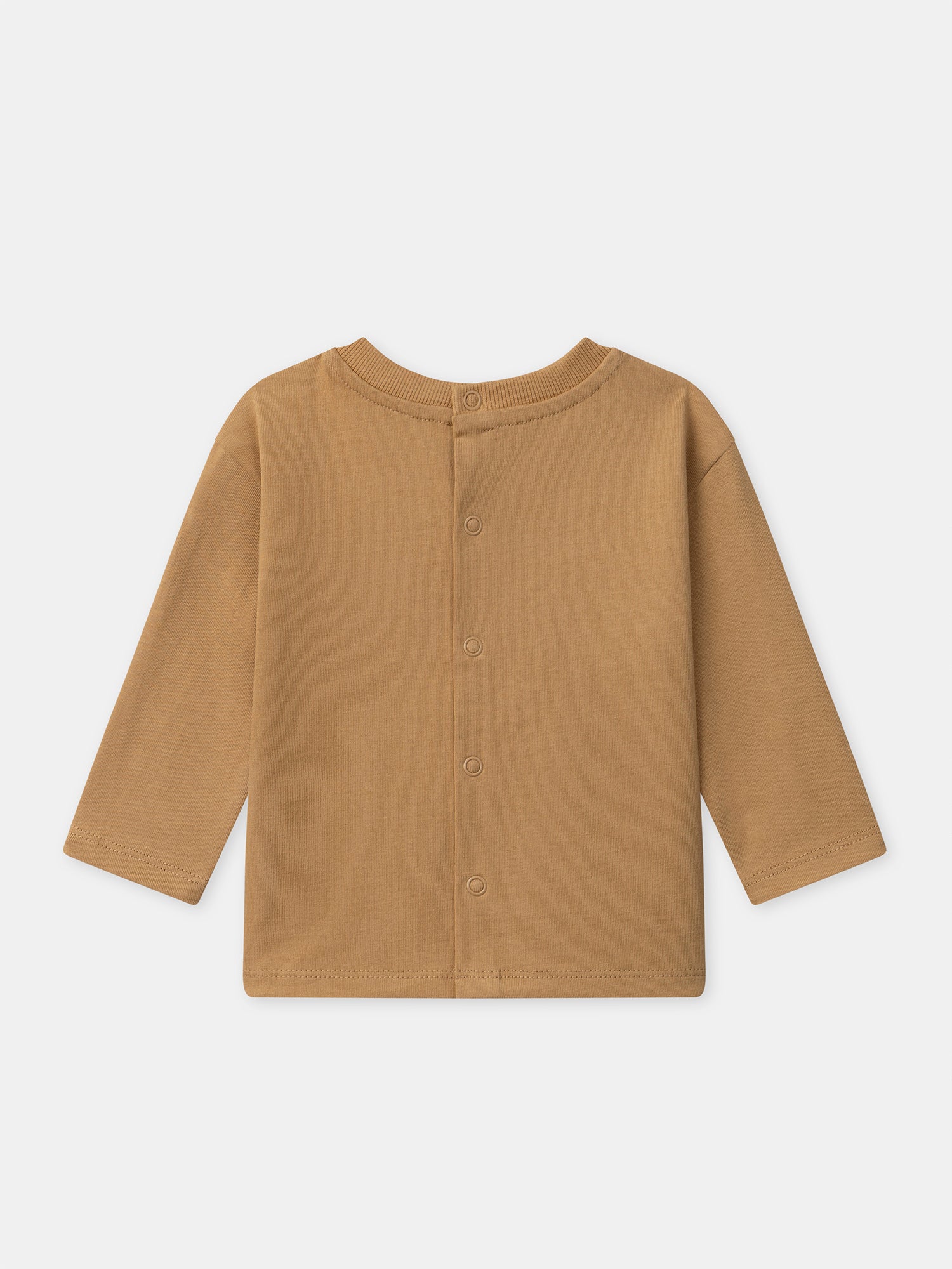 T-shirt marrone con patch orso e maniche lunghe per Bambino