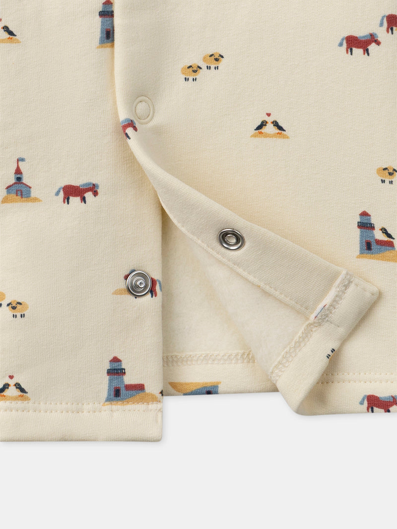 T-shirt écru imprimé animaux à manches longues Bébé Garçon