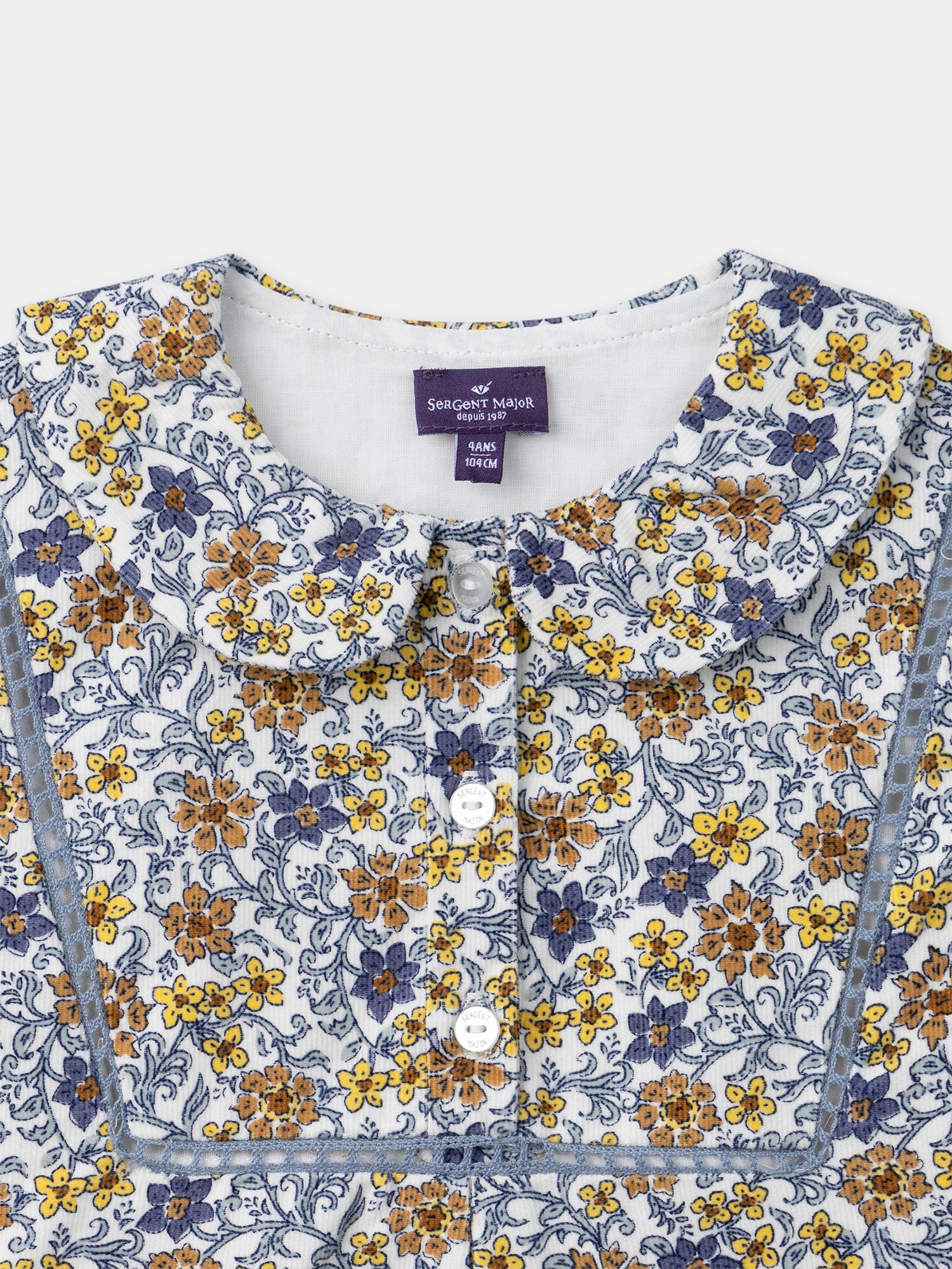 Blusa per ragazze con colletto alla Peter Pan e stampa floreale