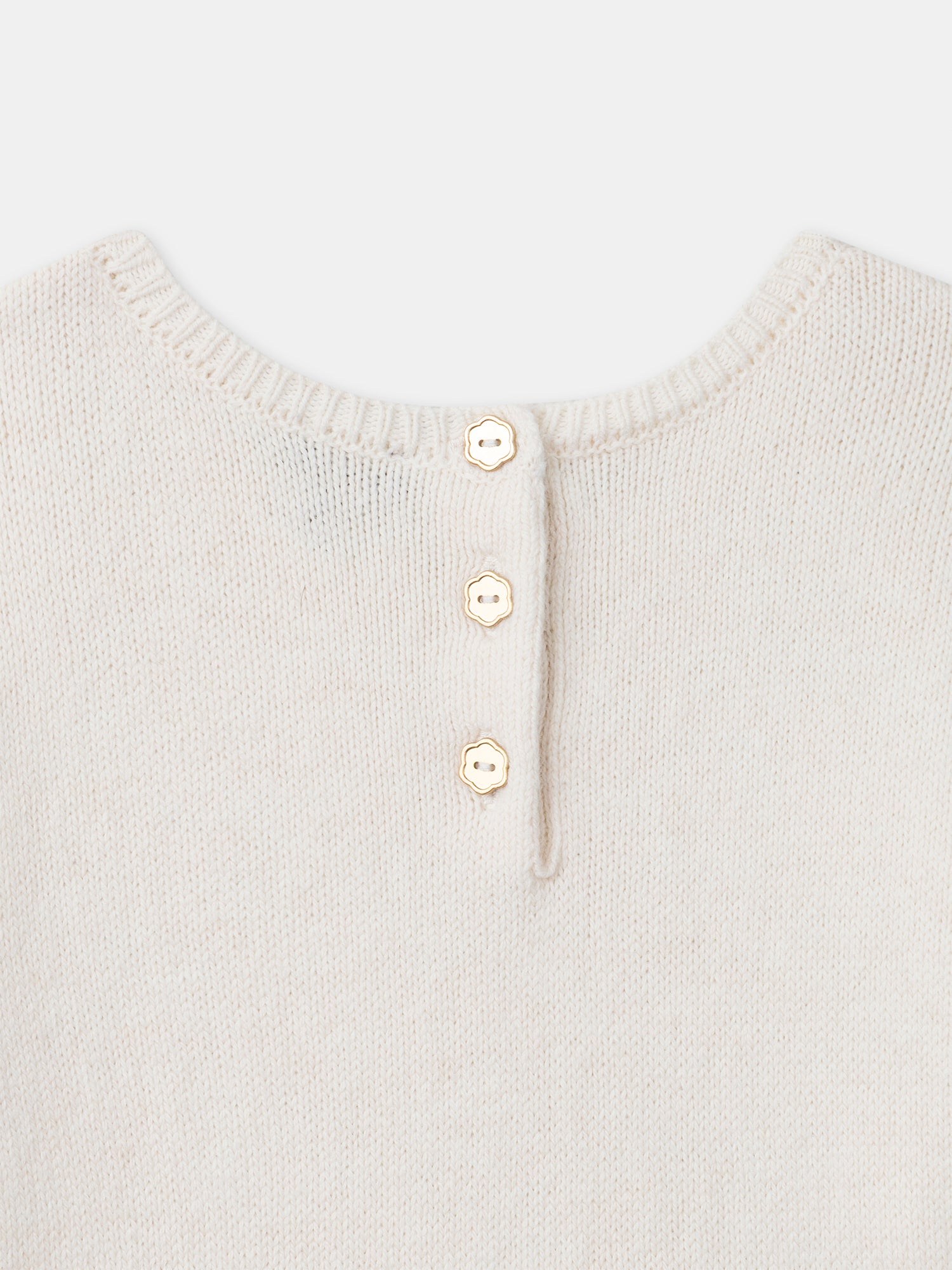 Vestito bicolore ecru con gonna stampata a fiori per ragazze