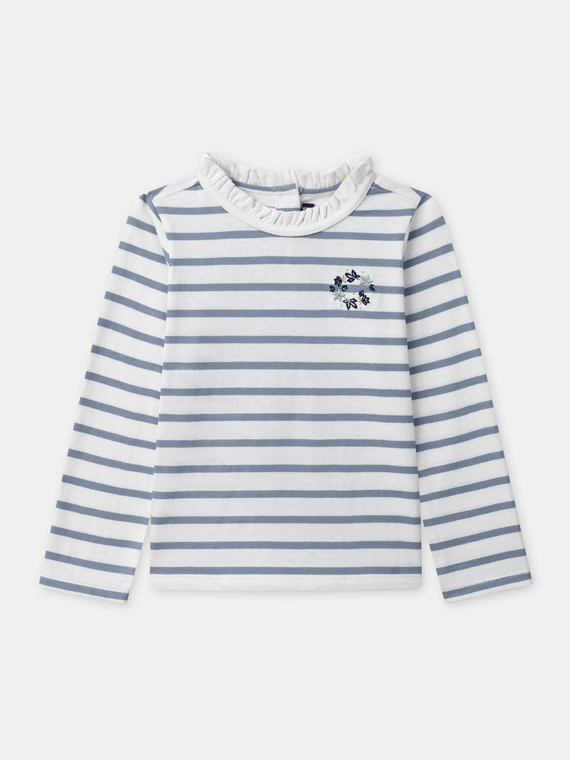 T-shirt a maniche lunghe a righe blu per ragazze