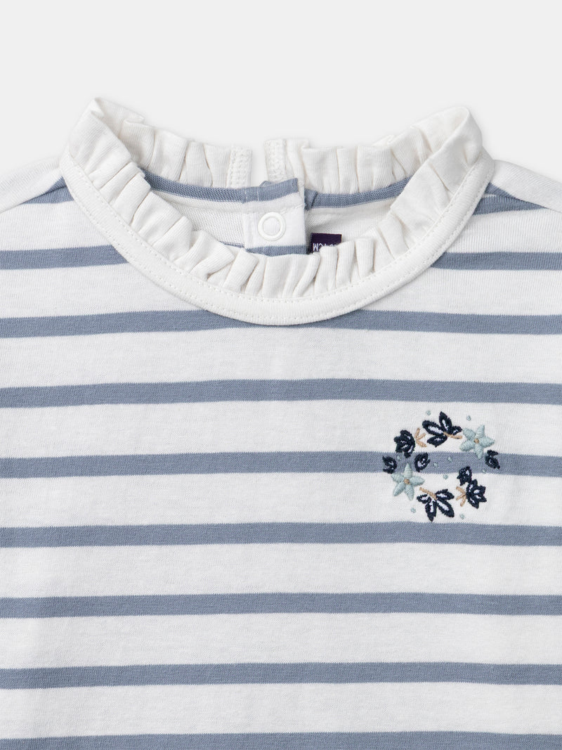 T-shirt a maniche lunghe a righe blu per ragazze