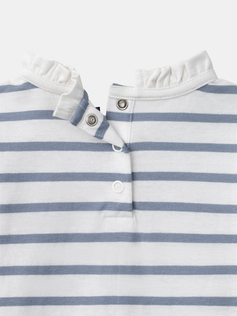 T-shirt a maniche lunghe a righe blu per ragazze