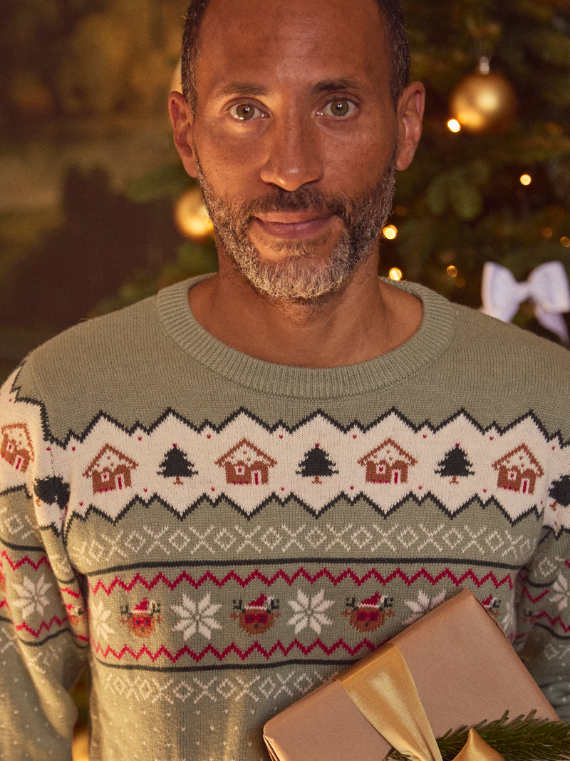 Maglione natalizio verde salvia per uomini