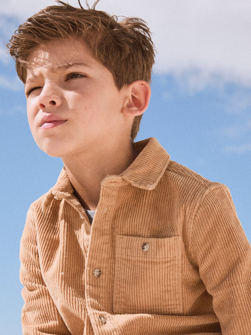 Camicia marrone in velluto per ragazzi