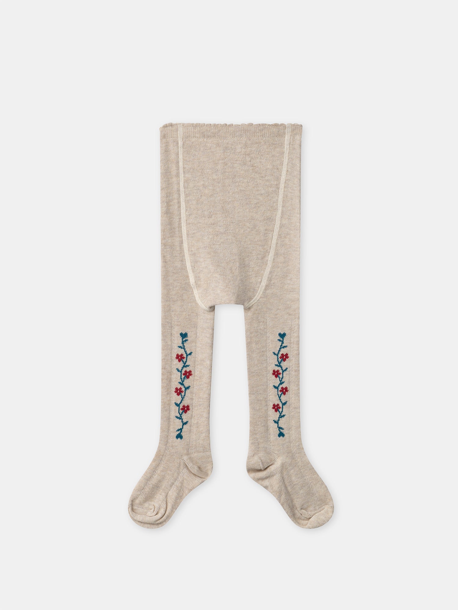 Collant beige con motivo floreale per bambina
