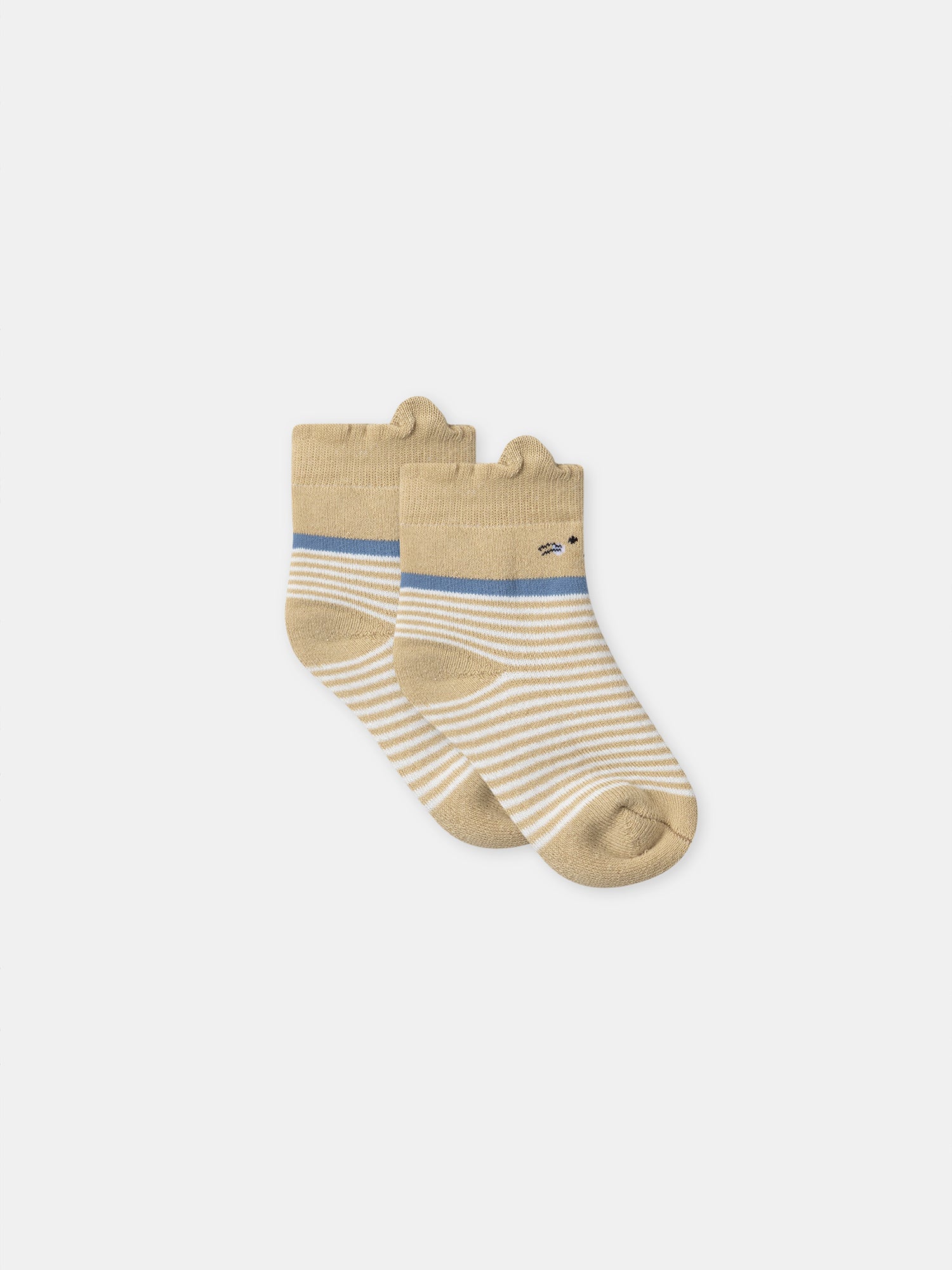 Calzini marroni a righe bianche per bambino