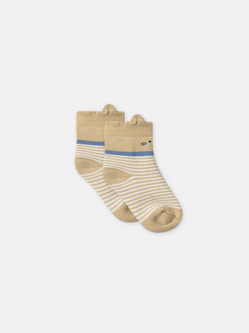 Calzini marroni a righe bianche per bambino