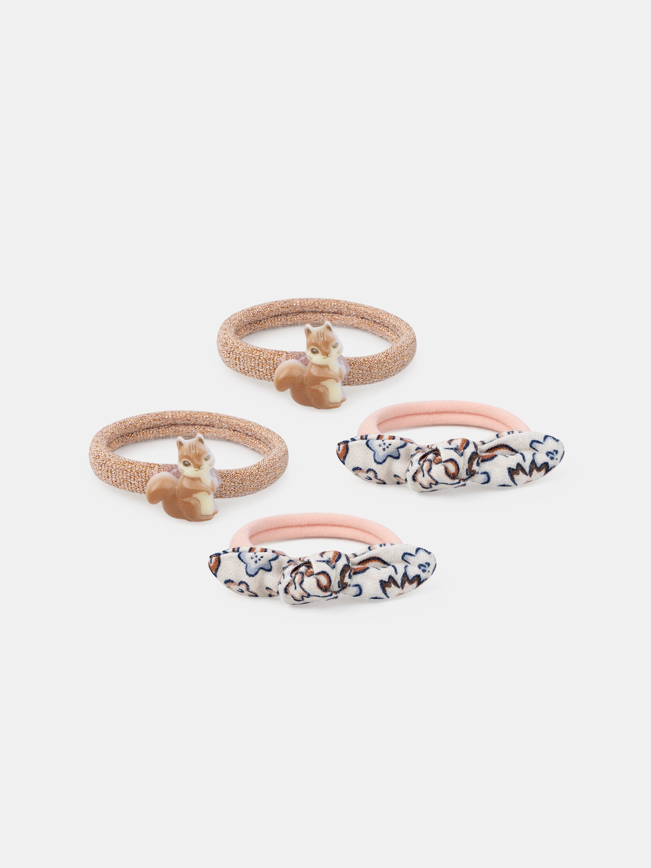 Set di 2 paia di elastici a forma di scoiattolo o con stampa floreale per ragazze