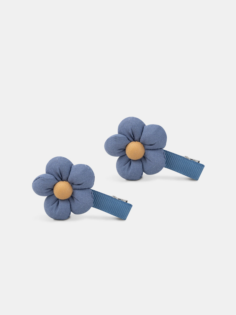 2 fermagli per capelli blu con fiori per ragazze