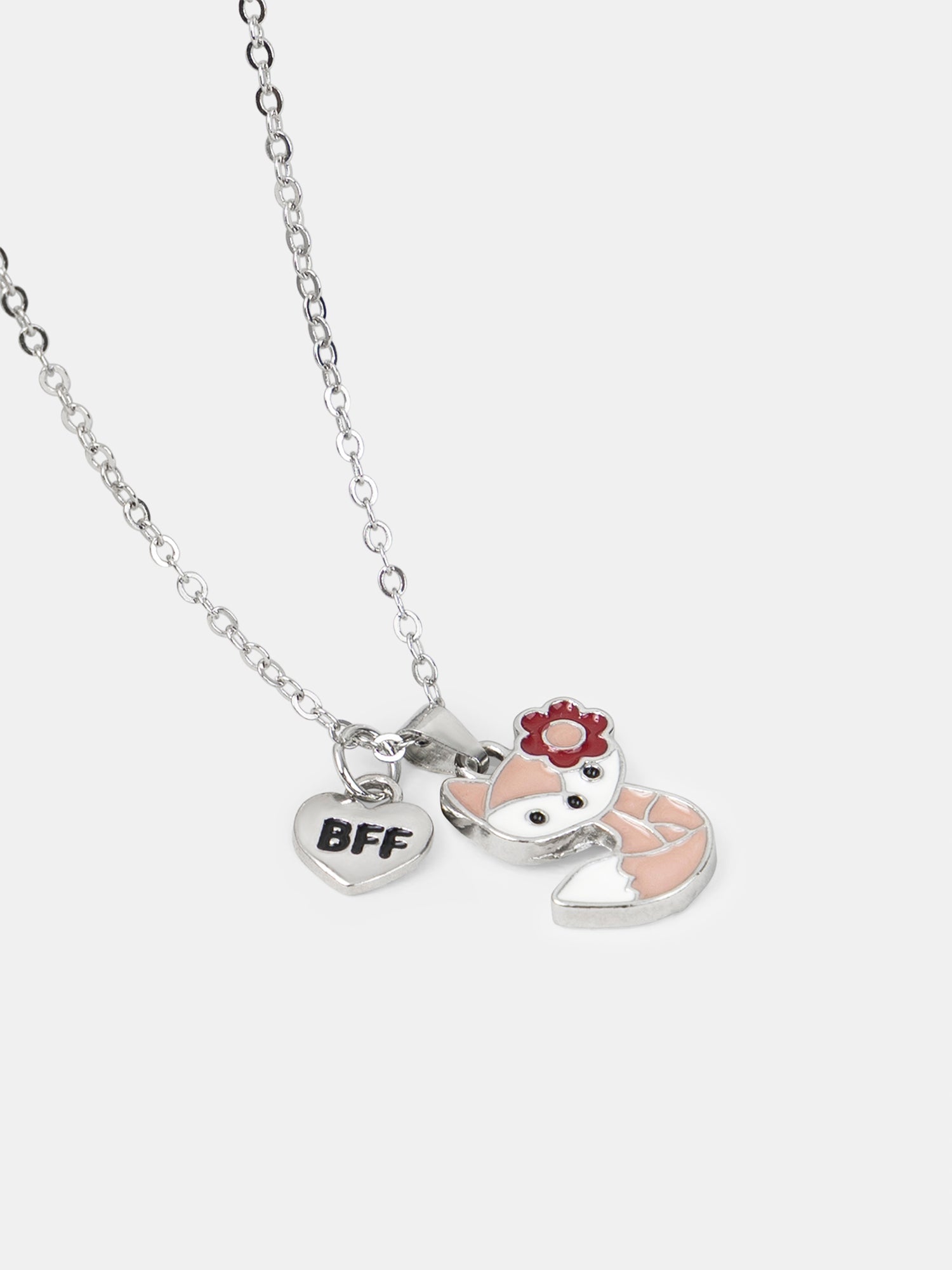 2 collane argentate con pendenti a volpe per ragazze