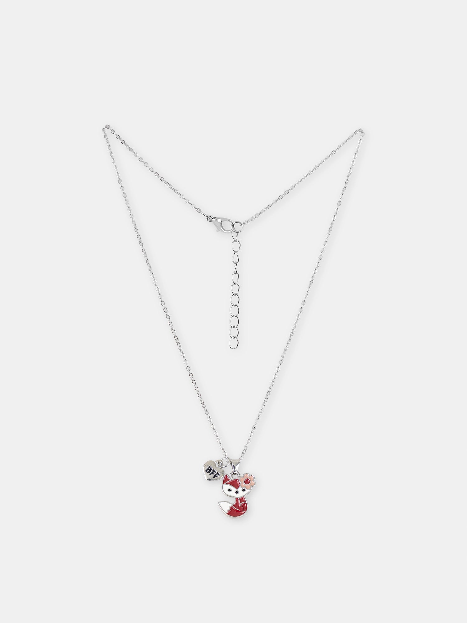 2 collane argentate con pendenti a volpe per ragazze